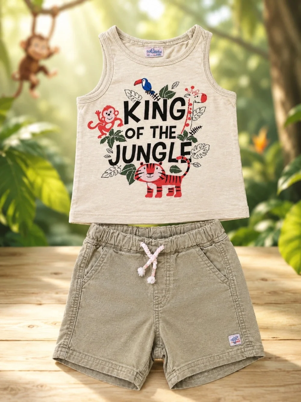 So Cute “King of the Jungle” Tank Top & H&M Shorts Set – 18–24 Months